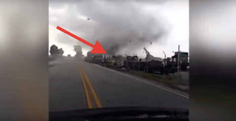 Scary! Watch What Happens When A Tornado Hits This Semi On A Florida Bridge