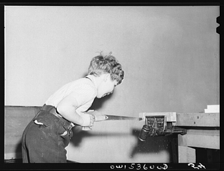 Delaware school boy with saw