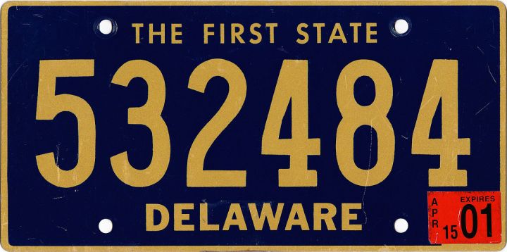 Delaware license plate