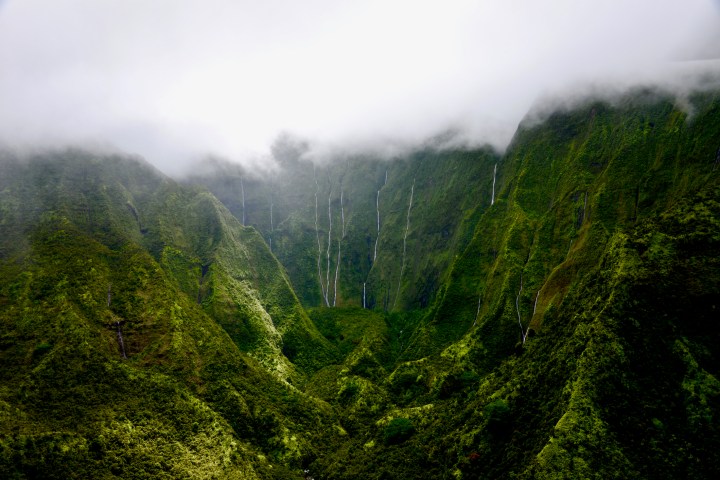 The Heart of Kauai: Mount Waialeale and the Weeping Wall, Hawaii. The wettest place of Earth due to orographic precipitation.