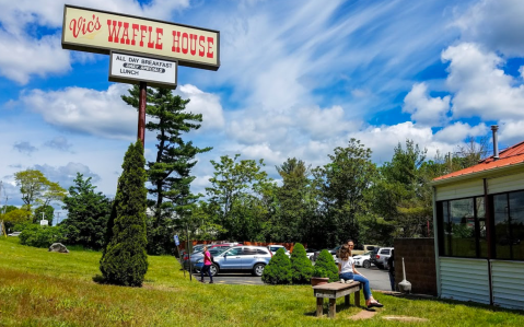 The Waffles At This Massachusetts Restaurant Are So Gigantic They Fall Off The Plate