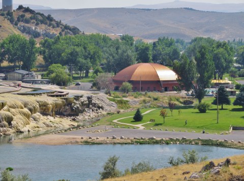 The One Park In Wyoming With Hot Springs, A Swinging Bridge, Bison, And Trails Truly Has It All