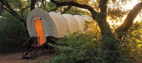 You Can Sleep Inside A Covered Wagon When You Visit BlissWood Bed & Breakfast Ranch In Texas