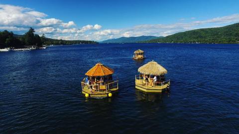 You Can Cruise Around Lake George On This Floating Tiki Bar In New York