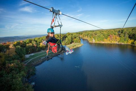 Zipline Through A Canopy Of Colorful Changing Leaves At Mountain Creek Zipline Tours In New Jersey