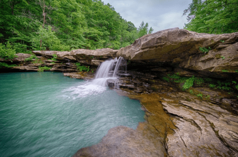 Swim Underneath The Falls Along The Kings River In Arkansas