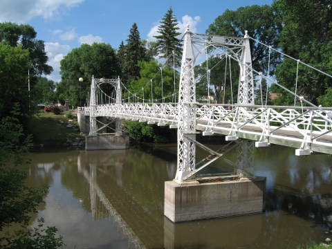 Walk Across A 90-Foot Suspension Bridge At Valley City State University In North Dakota