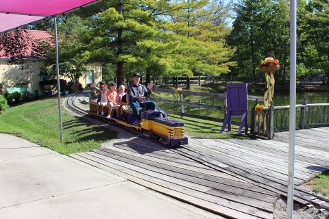 Take A Ride On The Mini Pumpkin Patch Train At Grandma's Gardens Near Cincinnati