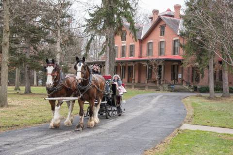 Take A Horse Drawn Sleigh Ride To The Rutherford B. Hayes Presidential Library & Museums In Ohio