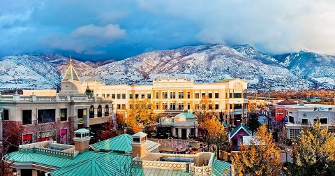 Complete With A Magical Fountain Light Show, Utah's Station Park Is A Must-Visit Holiday Shopping Stop