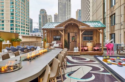 Explore The Cozy Rooftop Lodge Full Of Winter Activities At The Gwen Hotel In Illinois