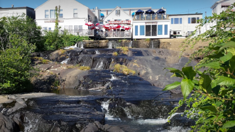 Dine While Overlooking Waterfalls At Marriner's Restaurant In Maine