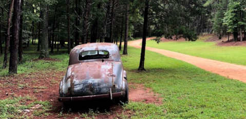 Hike Through A Race Car Boneyard At The Historic 1940s Occoneechee Speedway, A Dirt Nascar Race Track Deep In The Woods In North Carolina