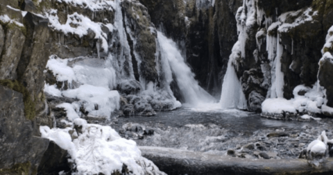 A Short Winter Hike Leads You To One Of The Prettiest Frozen Waterfalls In Alaska