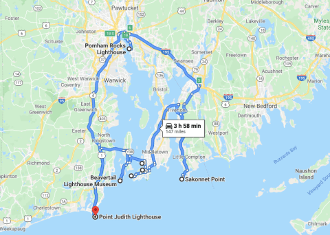 The 4-Hour Road Trip Around Rhode Island's Lighthouses Is A Glorious Adventure