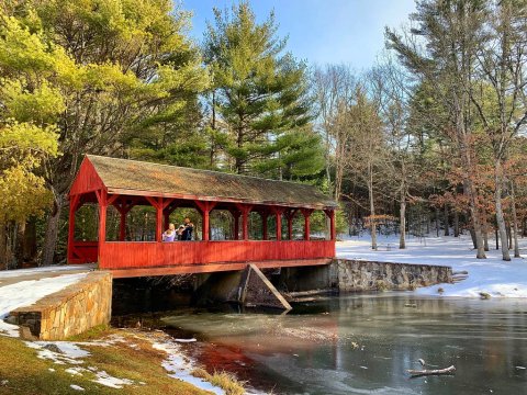 Walk Through An Enchanting Covered Bridge On The Stratton Brook Trail, An Easy Hike In Connecticut