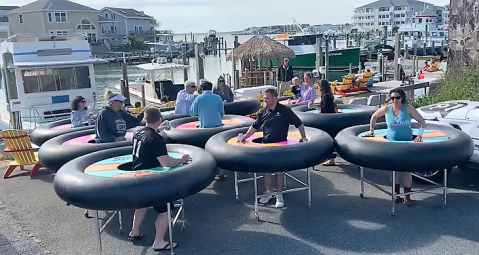 Fish Tales Bar & Grill, A Maryland Restaurant, Has Implemented Social Distancing Bumper Tables