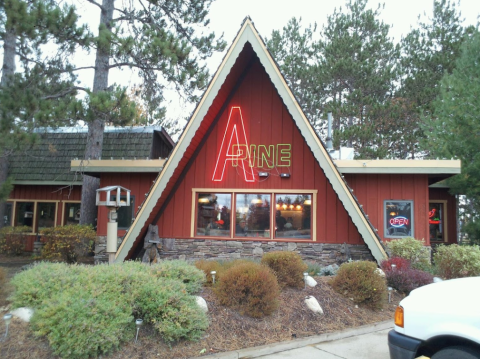 You Can't Miss This Charming And Delicious Log Cabin Restaurant By The Roadside In Pequot Lakes, Minnesota