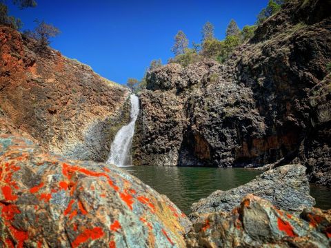 Swim At The Bottom Of A Three-Tiered Waterfall After The 5-Mile Hike To Beale Falls In Northern California