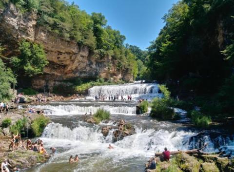 Swim At The Bottom Of A Three-Tiered Waterfall After The 0.85-Mile Hike To Willow Falls In Wisconsin