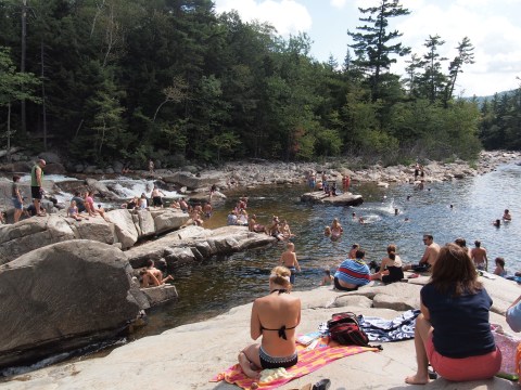 Take A Slide Down Lower Falls, A Unique Natural Waterfall Slide In New Hampshire