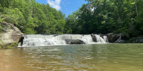 Swim At The Bottom Of A 100-Foot-Wide Waterfall After The 2-Mile Hike To Riley Moore Falls In South Carolina