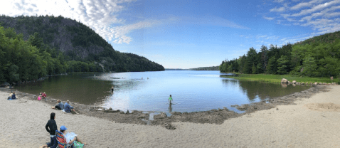 Wade In The Refreshing Waters On The Scenic Beach At Echo Lake In Maine