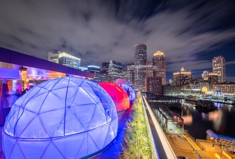 Enjoy Drinks Inside A Private Heated Igloo At The Envoy Hotel In Massachusetts