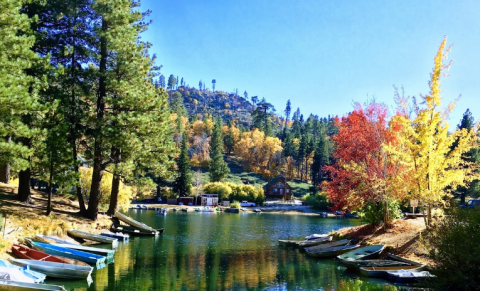 The Enchanting Lake In Southern California, Green Valley Lake, That Comes Alive With Color During The Fall Season