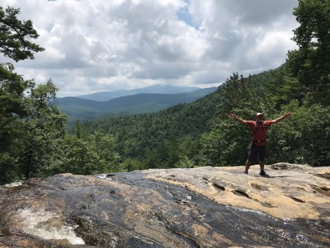 View A Beautiful Waterfall From The Top And The Bottom On The Glenn Falls Trail In North Carolina