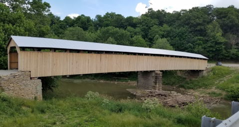 The Longest Wooden Covered Bridge In Kentucky, Beech Fork Covered Bridge, Is 210 Feet Long