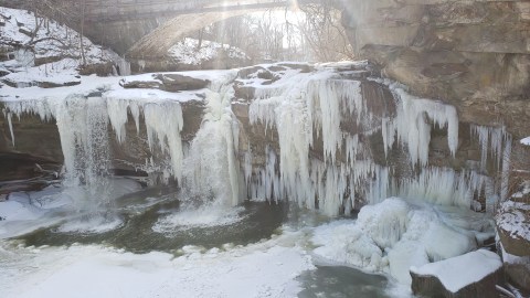 Take A Majestic Winter Hike And Marvel At Two Frozen Waterfalls At Cascade Park In Ohio