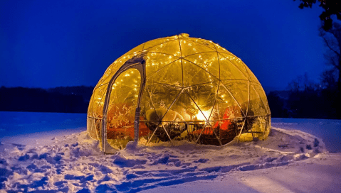 Sip Mulled Wine Inside A Private, Heated Igloo At Cave Ridge Vineyard in Virginia