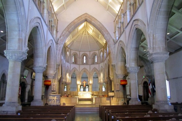 inside the Cathedral of St. Andrew in Hawaii