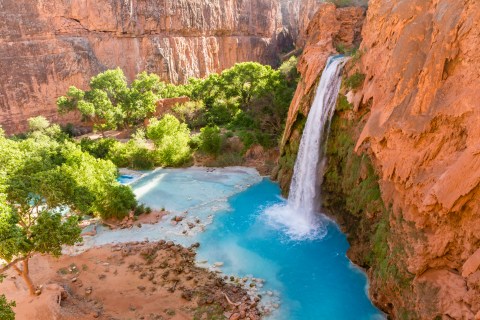 A Waterfall Lover's Dream, The Confluence from Havasupai Campground Hike In Arizona Passes Cascade After Cascade