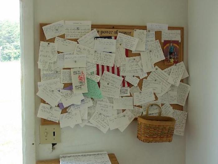 prayer request board in The Healing Chapel in Ohio