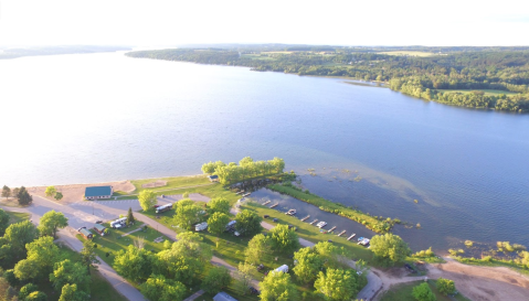 Camp Along The Shores Of Lake Charlevoix At East Jordan Tourist Park In Michigan