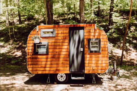 For Just $53 A Night, You Can Stay In A Vintage Wood Camper In Beautiful Brown County In Indiana