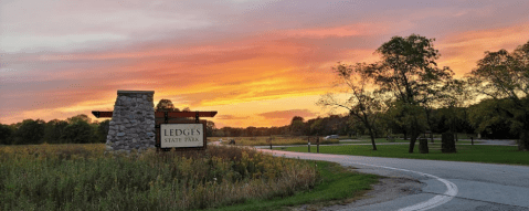 sunset over Ledges State Park in Iowa