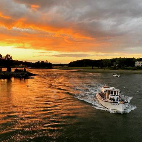 sunset on the harbor in Portsmouth, NH