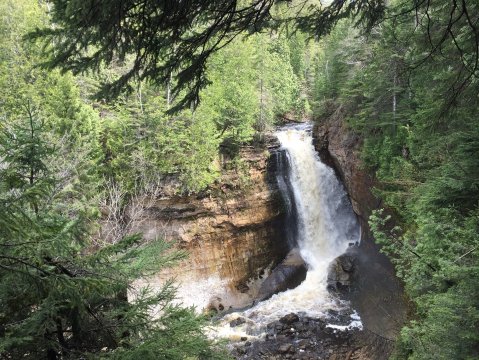 Hike Less Than A Mile To This Spectacular Waterfall Overlook In Michigan