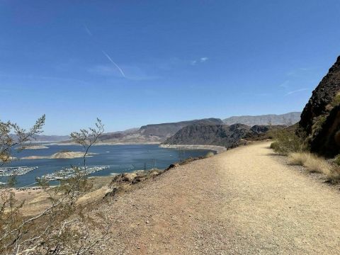 Walk Or Ride Alongside Lake Mead On The 8-Mile Railroad Tunnel Trail In Arizona