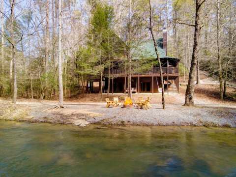 This Rental Cabin In Ellijay, Georgia Offers Private River Access From Your Backyard