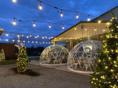 Dine Inside A Private Igloo With Your Very Own Fireplace At Bella Terra Vineyards Near Pittsburgh