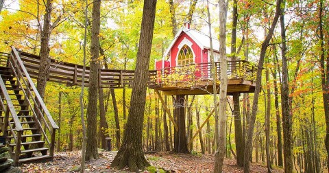 Sleep Among Towering Oaks And Pines At The Mohicans Treehouse Resort In Ohio