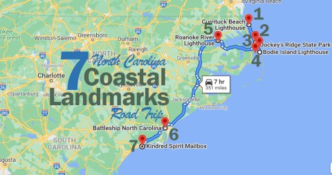 This Epic Road Trip Leads To 7 Iconic Landmarks In North Carolina