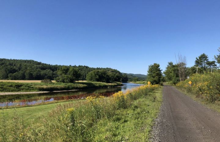 AmmonoosucRail Trail next to the Ammonoosuc River in New Hampshire