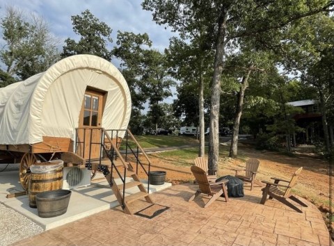 Channel Your Inner Pioneer When You Spend The Night At This Covered Wagon Campground In Horse Cave, Kentucky