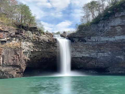 Paddle To A Towering Waterfall Surrounded By A Canyon In Alabama