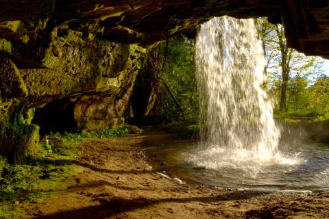 Make A Splash This Season At Scott Falls, A Truly Unique Waterfall Swimming Hole In Michigan